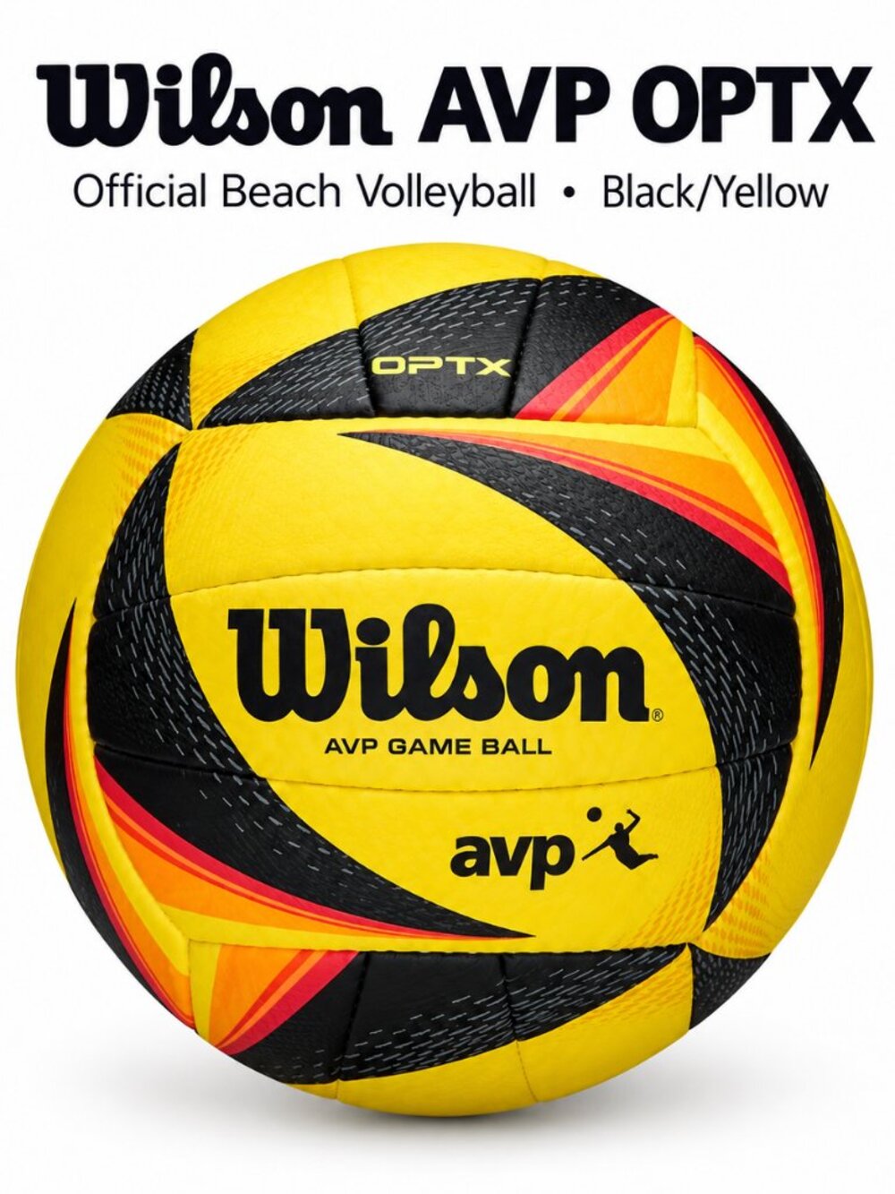 WILSON AVP OPTX Game Volleyball - Official Size, 26", Yellow / Black